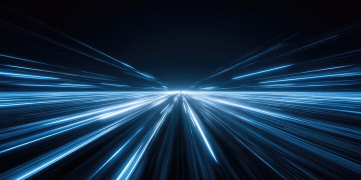 Abstract image of streaks and lines of light, creating an effect of speed in a dark space - Powered by Adobe