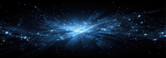 A stylized, luminous representation of a network or data visualization, set against a dark background