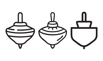 Spinning Top Toy Icon Set Vector Outline.