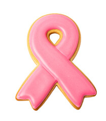 Pink Ribbon Cookie Symbolizing Breast Cancer Awareness