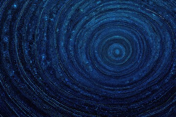 Abstract, concentric circles of varying sizes in tones of blue, suggestive of depth and cosmic patterns