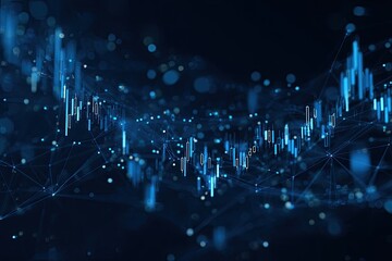 Abstract digital representation of fluctuating financial markets with data points and connecting lines