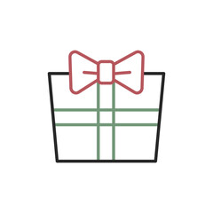 クリスマスっぽいリボンの箱の手描き風アイコン