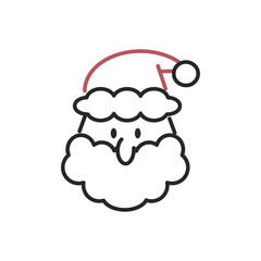 ふわふわ髭のサンタクロースの手描き風アイコン【クリスマス】
