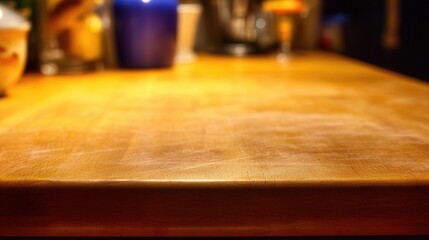 authentic. Wooden table surface close-up with natural grain texture, warm kitchen ambient light. tutorial guides, club newsletters, designed for sports & leisure club marketing.