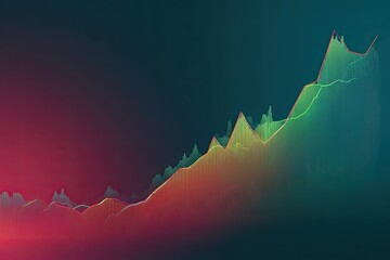An abstract digital graphic of a rising trendline over a textured gradient background
