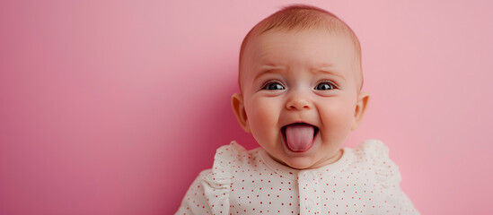 bebe sonríe con la lengua fuera