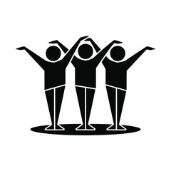 Three silhouetted figures forming an arch with raised arms