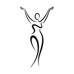Elegant abstract silhouette of a woman with arms raised
