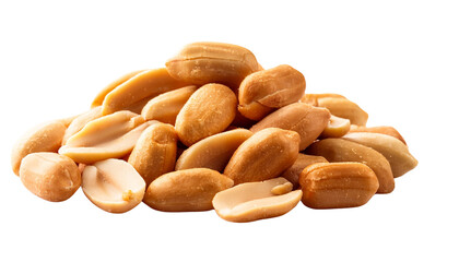 Obraz premium Pile of Salty Roasted Peanuts secluded on a white surface – Crunchy Snack Close-Up