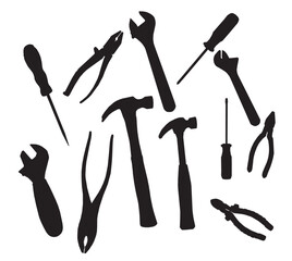 repair kit silhouette tools icon workers tools and equipment