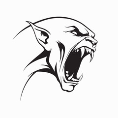 Roaring Spooky Monster Vector Illustration on white background