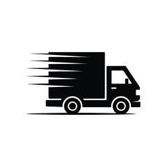 Speedy delivery truck icon with motion blur effect