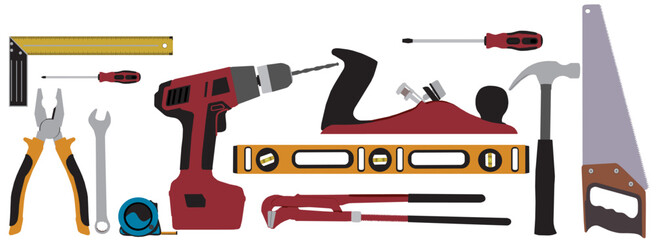repair kit set workers tools vector