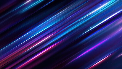 Abstract diagonal streaks of neon blue, cyan, magenta and purple on a dark background