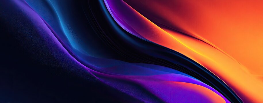 A flowing abstract composition features vibrant layers of color with smooth gradient transitions