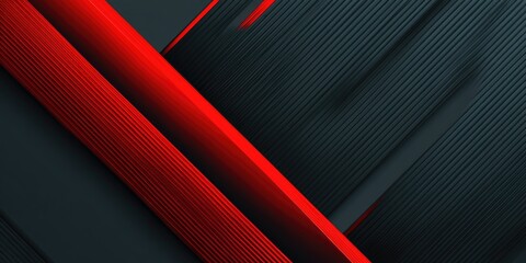 Abstract geometric composition with red diagonal lines contrasting against textured dark grey backdrop