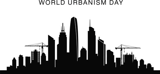 Naklejka premium World urbanism day illustration featuring a city skyline symbolizing sustainable urban development