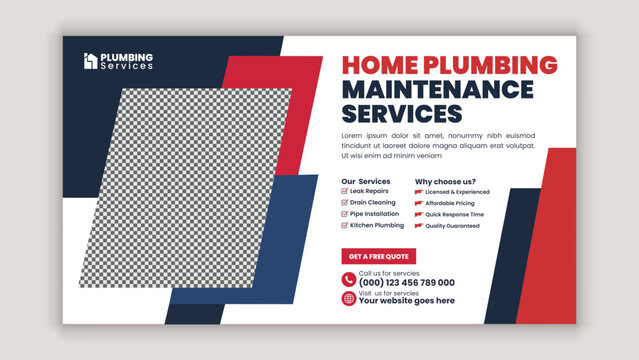 Home Repair, Handyman, and Plumbing Services Social Media Banner and Web Design Template