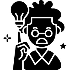 Solid Glyph Genius Icon