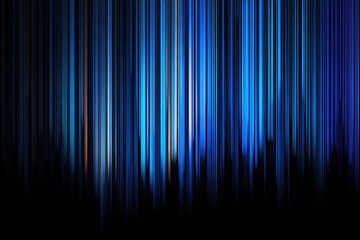 Abstract blue and black vertical lines form a vibrant backdrop, with varying shades and depths