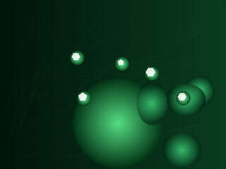 Abstract Dark Green Spheres with Luminous Centers | Modern Design Elements for Technology and Science Visualizations