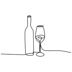 continuous line logo design for beverage bottles and glasses