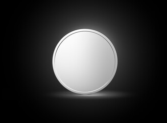 3d Silver Shiny Rounded Coin Isolated On dark Background 3d Illustration