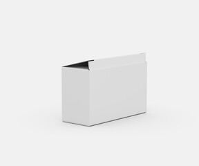 Minimalist white blank product box packaging mockup on a clean background, 3d illustration