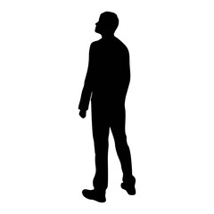 Simple silhouette of a man standing in black vector illustration