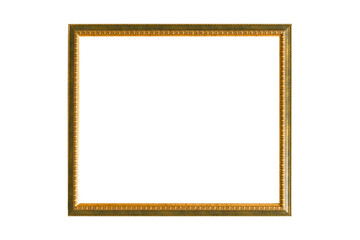 Gold frame for a picture in a classic baroque style on a white blank background. 