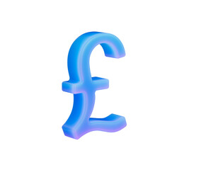 3D Gradient blue British Pound symbol, modern style with a glossy futuristic finish. 3D Illustration
