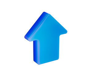 A glowing blue arrow pointing upward, symbolizing progress, direction and growth. 3D Illustration