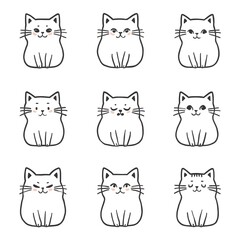 Obraz premium Chubby cute cat doodle seamless pattern in minimalist style