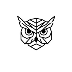 A striking minimalist geometric line art illustration of an owl's head, symbolizing wisdom, mystery, and a modern, abstract aesthetic.