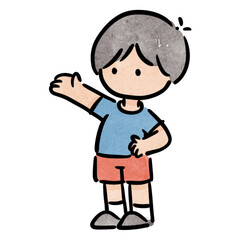 Watercolor boy student, children.  illustration