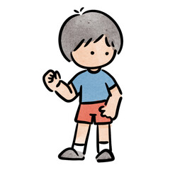 Watercolor boy student, children.  illustration