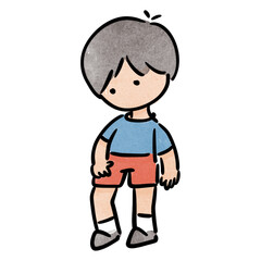 Watercolor boy student, children.  illustration