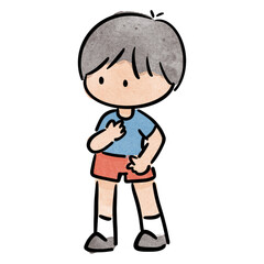 Watercolor boy student, children.  illustration