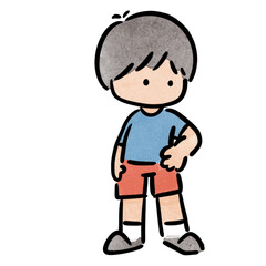 Watercolor boy student, children.  illustration