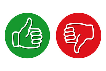 Thumb up and thumb down icon. Thumb like button. Dislike symbol. Vector illustration