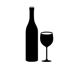Wine bottle with wine glass icon isolated on white background. Vector illustration.