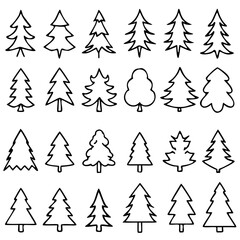 Obraz premium Set of different fir trees. Christmas collection. Vector illustration.