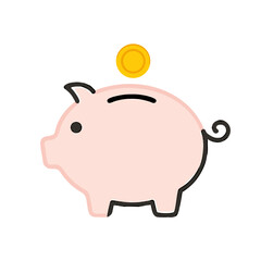 Piggy bank icon. Piggy bank saving money symbol. Baby pig piggy bank. vector illustration