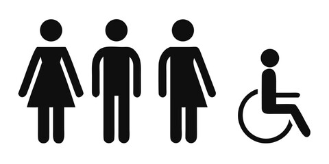 Toilet icon in flat style. Restroom sign. Male and female bathroom sign isolated on white background. Vector illustration.