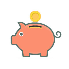 Piggy bank icon. Piggy bank saving money symbol. Baby pig piggy bank. vector illustration
