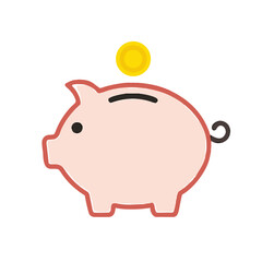 Piggy bank icon. Piggy bank saving money symbol. Baby pig piggy bank. vector illustration