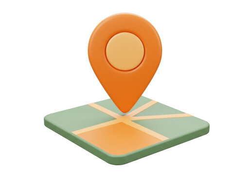 3D map pin isolated PNG on transparent background, location pointer icon for navigation and travel apps, orange and green color scheme - Powered by Adobe