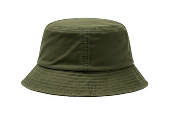 Isolated olive-green bucket hat, stylish apparel for sunny days, casual headwear accessory