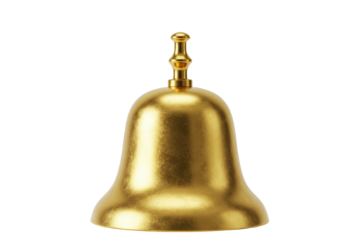 Isolated golden metallic service desk call bell for luxury hotel, shop or restaurant